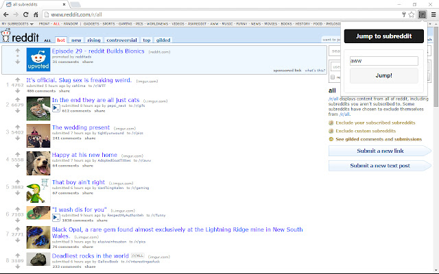 Subreddit Jumper  from Chrome web store to be run with OffiDocs Chromium online