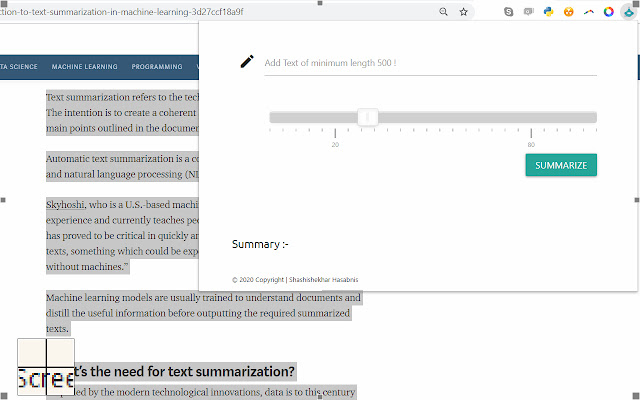 Summarizerrr  from Chrome web store to be run with OffiDocs Chromium online