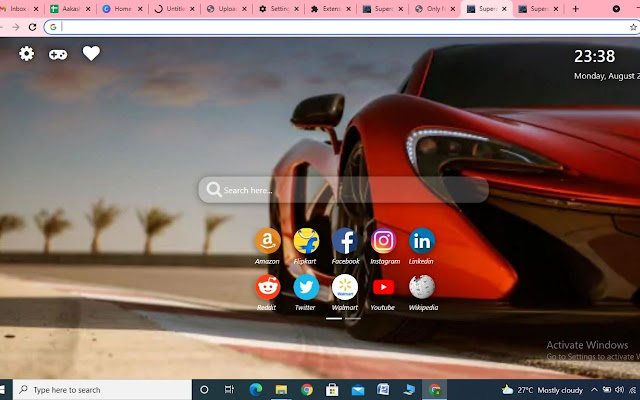 Supercar Wallpaper New Tab Theme  from Chrome web store to be run with OffiDocs Chromium online