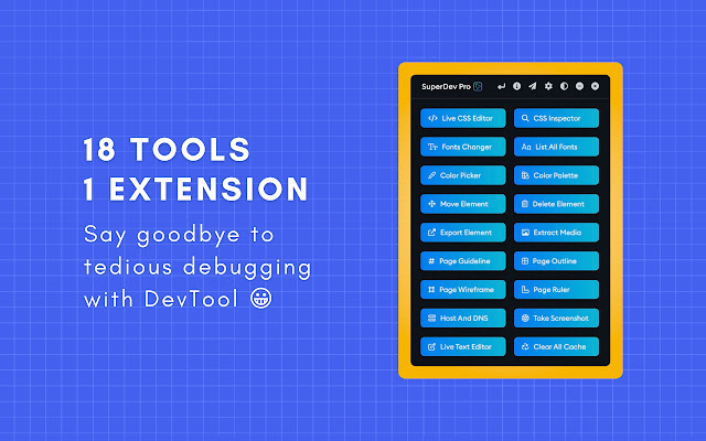 SuperDev Pro Design and Dev Toolbox  from Chrome web store to be run with OffiDocs Chromium online
