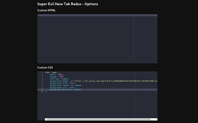 Super Evil New Tab Redux  from Chrome web store to be run with OffiDocs Chromium online