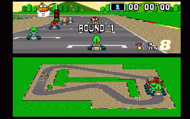 Super Mario Kart Super Nintendo Emulator  from Chrome web store to be run with OffiDocs Chromium online