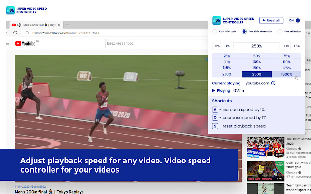 Super Video Speed Controller  from Chrome web store to be run with OffiDocs Chromium online