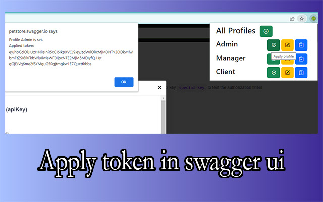 Swagger Token Manager  from Chrome web store to be run with OffiDocs Chromium online