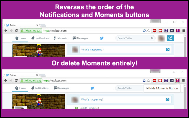 Swap Moments and Notifications on Twitter  from Chrome web store to be run with OffiDocs Chromium online