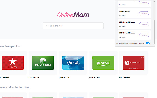 SweepsAlert by OnlineMom  from Chrome web store to be run with OffiDocs Chromium online