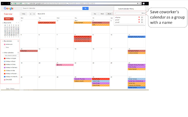 switchCalender  from Chrome web store to be run with OffiDocs Chromium online