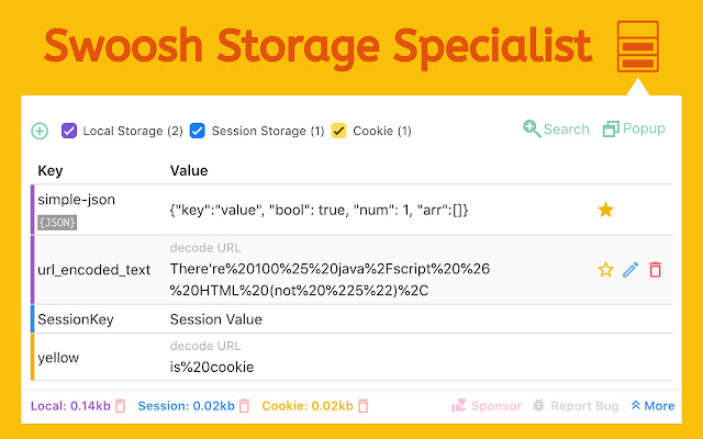 Swoosh Cookie and Local Storage Specialist  from Chrome web store to be run with OffiDocs Chromium online