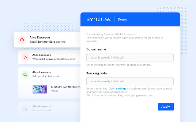 Synerise Simulator  from Chrome web store to be run with OffiDocs Chromium online