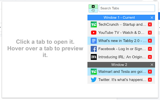 Tabby Window and Tab Manager  from Chrome web store to be run with OffiDocs Chromium online