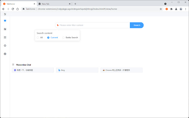 TabHome  from Chrome web store to be run with OffiDocs Chromium online