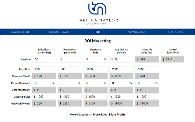 TabithaNaylor.com ROI Calculator  from Chrome web store to be run with OffiDocs Chromium online