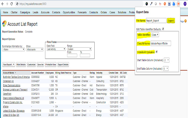 Table Data Export  from Chrome web store to be run with OffiDocs Chromium online