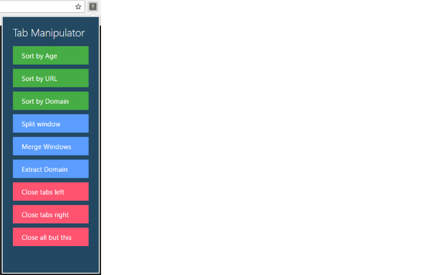 Tab Manipulator  from Chrome web store to be run with OffiDocs Chromium online