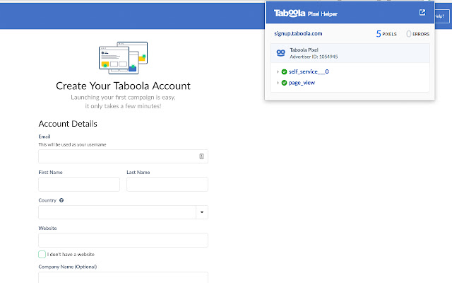 Taboola Pixel Helper  from Chrome web store to be run with OffiDocs Chromium online