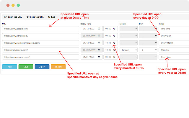 Tab Scheduler with auto open and close  from Chrome web store to be run with OffiDocs Chromium online