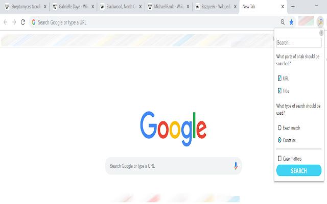 Tab Search inator  from Chrome web store to be run with OffiDocs Chromium online