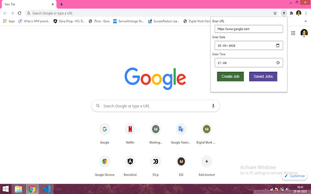 Tabs Scheduler  from Chrome web store to be run with OffiDocs Chromium online