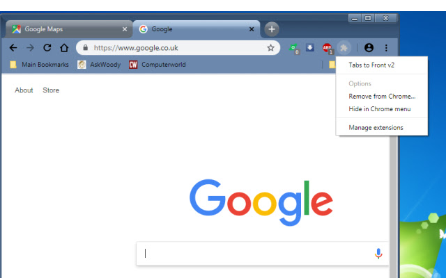 Tabs to Front v2  from Chrome web store to be run with OffiDocs Chromium online