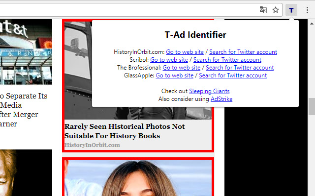 T Ad Identifier  from Chrome web store to be run with OffiDocs Chromium online