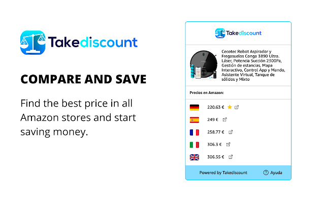 TakeDiscount Compare prices and save money  from Chrome web store to be run with OffiDocs Chromium online