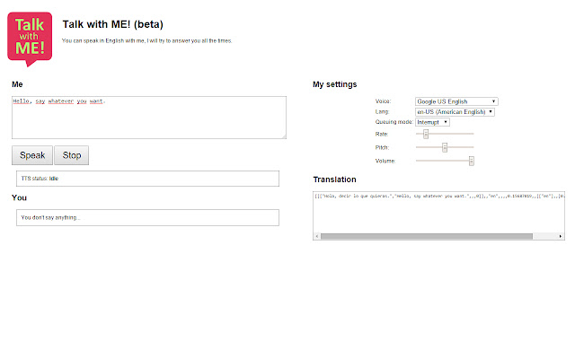 Talk with ME!  from Chrome web store to be run with OffiDocs Chromium online
