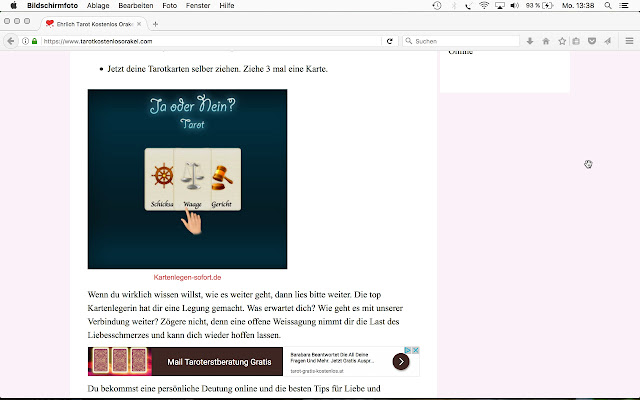 Tarot Orakel deutet Schicksal  from Chrome web store to be run with OffiDocs Chromium online