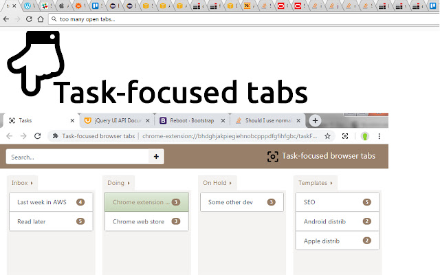 Task focused browser tabs  from Chrome web store to be run with OffiDocs Chromium online