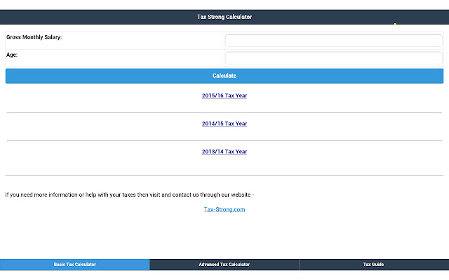 Tax Strong Calculator  from Chrome web store to be run with OffiDocs Chromium online