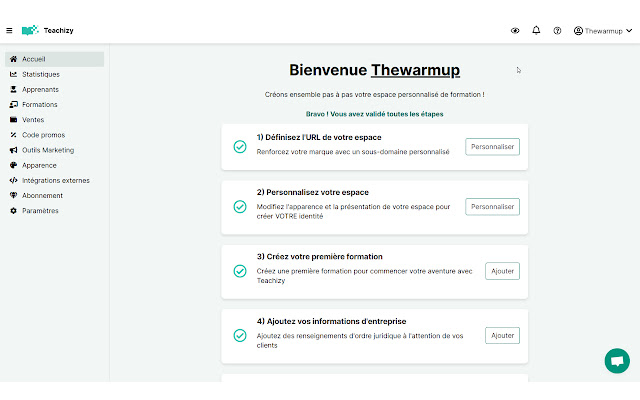 Teachizy, Plateforme LMS (formation en ligne)  from Chrome web store to be run with OffiDocs Chromium online