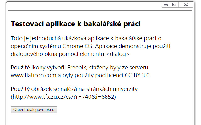 Testovaci aplikace k bakalarske praci  from Chrome web store to be run with OffiDocs Chromium online