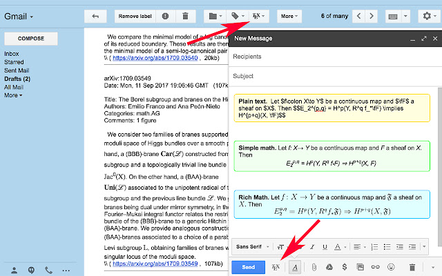 TeX for Gmail  from Chrome web store to be run with OffiDocs Chromium online