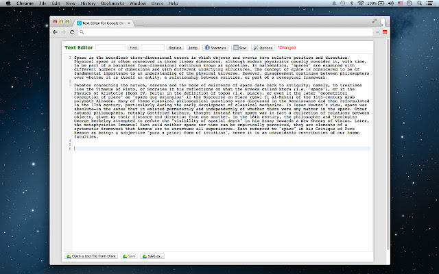 Text Editor for Drive  from Chrome web store to be run with OffiDocs Chromium online