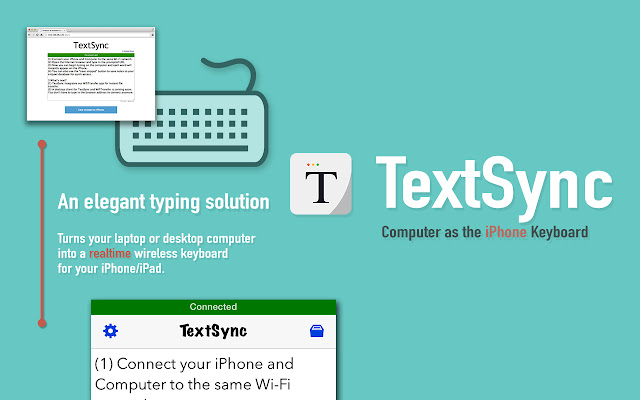 TextSync Computer as iPhone keyboard  from Chrome web store to be run with OffiDocs Chromium online