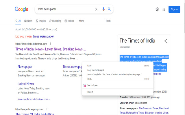 Text to Speak  from Chrome web store to be run with OffiDocs Chromium online