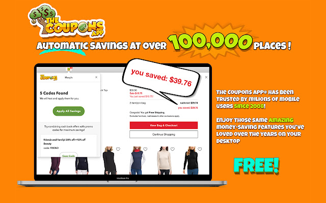 The Coupons App®  from Chrome web store to be run with OffiDocs Chromium online