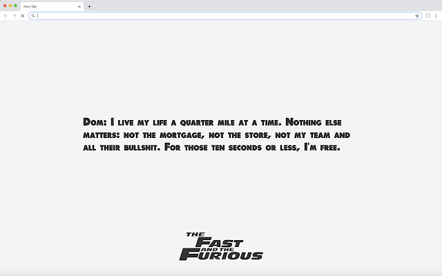 The Fast and the Furious Quotes New Tab  from Chrome web store to be run with OffiDocs Chromium online