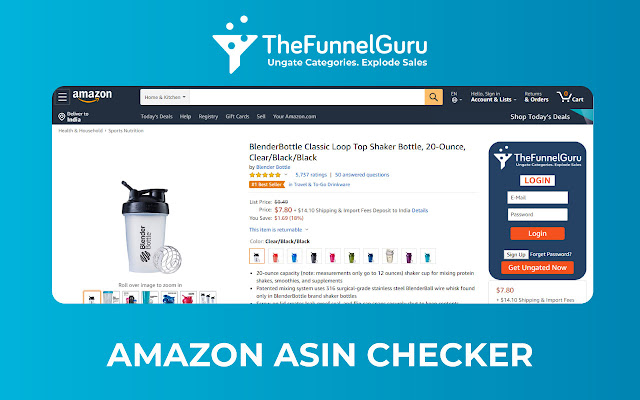 The Funnel Guru Amazon ASIN Checker  from Chrome web store to be run with OffiDocs Chromium online