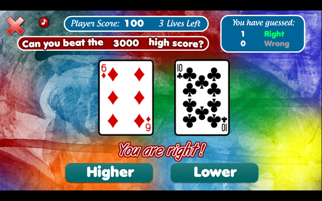 The Higher or Lower Game  from Chrome web store to be run with OffiDocs Chromium online