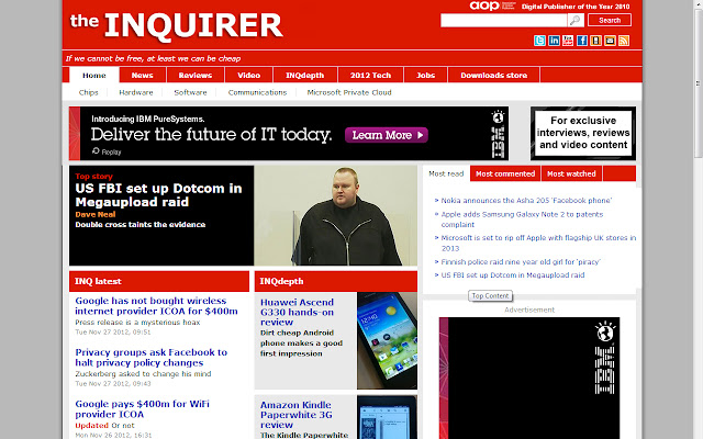 The INQUIRER  from Chrome web store to be run with OffiDocs Chromium online