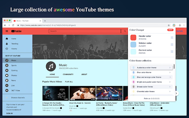 Theme  Color Changer for Youtube™  from Chrome web store to be run with OffiDocs Chromium online