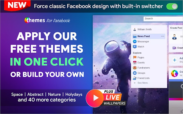 Themes  old version (layout) for Facebook  from Chrome web store to be run with OffiDocs Chromium online