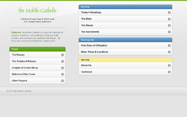 the Mobile Catholic  from Chrome web store to be run with OffiDocs Chromium online