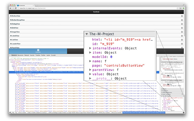 The M Project Inspector  from Chrome web store to be run with OffiDocs Chromium online