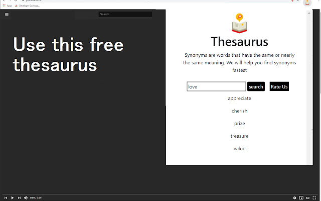 Thesaurus for Google Chrome™  from Chrome web store to be run with OffiDocs Chromium online