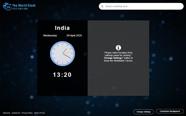 The World Clock Extension  from Chrome web store to be run with OffiDocs Chromium online