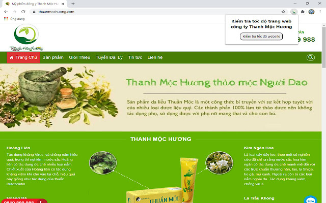 Đặt hàng Đông Y Thanh Moc Huong Speed  from Chrome web store to be run with OffiDocs Chromium online