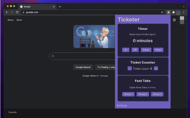 Ticketer  from Chrome web store to be run with OffiDocs Chromium online