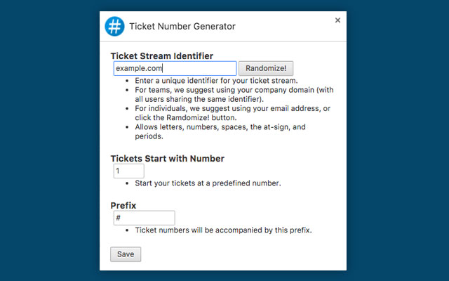 Ticket Number Generator, by OneHat  from Chrome web store to be run with OffiDocs Chromium online