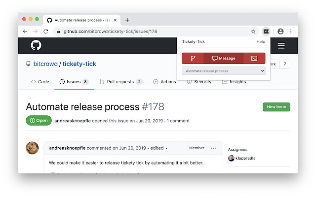 tickety tick  from Chrome web store to be run with OffiDocs Chromium online